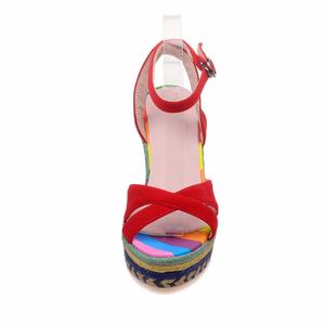 WETKISS OEM 2021 Color Arco Iris zapatos de mujer Sandalias de correa de tobillo zapatos de tacón de cuña para mujer Sandalias de verano <span class=keywords><strong>alpargatas</strong></span> en sandalias - Product Image 4