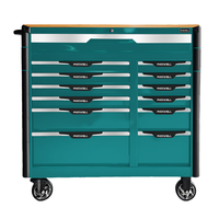 Armoire à outils Eva 13 tiroirs 10 plateaux avec dessus en bois pour ensemble d'outils à main coffre à roulettes d'atelier