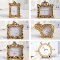 Mini cadre photo en résine doré et blanc style baroque, porte-cartes de nom, pour Pâques, rentrée scolaire, mariage, baby shower, fête, anniversaire, cadeaux invités