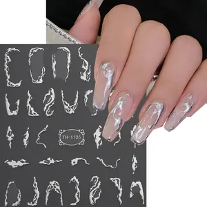 TSZS Metal Line Nagel aufkleber 3D Silber Gold Dornen Vine Curve Streifen Linien Tape Sliders Maniküre Kleber Gel Nail Art Decals