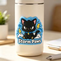 Autocollant en PVC personnalisé OEM ODM, imperméable, auto-adhésif, design mignon de chat de dessin animé, pour ordinateur portable, bouteille d'eau, coque de téléphone, voiture, planche à roulettes