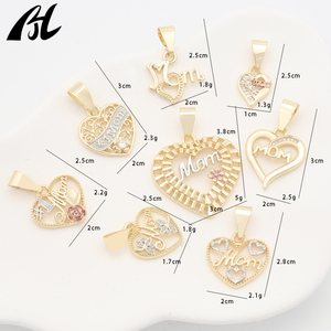 New Selling 14K galvani sierte Kupfer legierung <span class=keywords><strong>Gold</strong></span> Herz Anhänger stilvolle Mode Charms für Muttertag Geschenk - Product Image 6