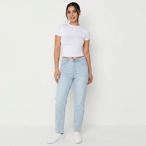 เสื้อยืดคอตตอนสีขาวดำสำหรับผู้หญิงเสื้อยืดครอปสำหรับผู้ชาย - Product Image 1