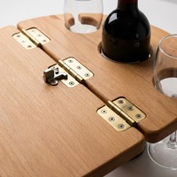 Table de pique-nique portable en bois massif laqué, plateau pliant d'extérieur, support de rangement pour collations, planche à fromage, cadeau de camping, respectueux de l'environnement