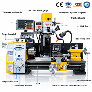Mini Torno Combinado Industrial Multifunción de Alta Precisión, Máquina de Torneado, Fresado y Taladrado - Product Image 1