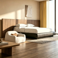 Ensemble de chambre contemporain personnalisé de luxe discret en gros, comprenant une lampe de table, un fauteuil cascade, une table de chevet ouverte en bois massif et des meubles cannelés