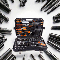 Ensemble d'outils mécaniques en acier allié anti-corrosion avec clé à cliquet, boîte de rangement rigide en plastique soufflé pour réparation mécanique, tailles métriques