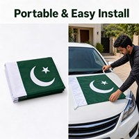 Housse de capot de voiture personnalisée avec drapeau du Pakistan, 100% polyester, pour les équipes sportives, les manifestations de cheerleading, les rencontres automobiles, l'affichage en extérieur
