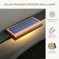 Lampe solaire d'intérieur en bois à fixation murale, lumière nocturne magnétique rechargeable à LED pour escaliers, balcon, couloir