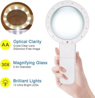Loupe avec lumière, grande loupe à main 30X loupe éclairée à 12 LED pour la lecture des personnes âgées, soudure