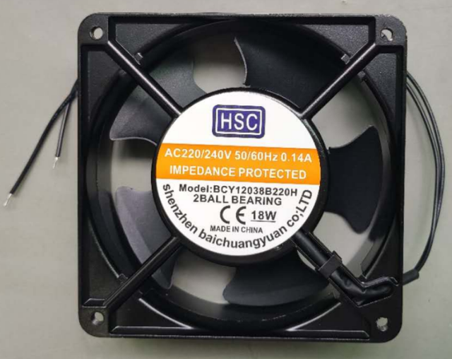 High Performance AC Axial Fan 120*120*38mm 2600rpm 220V Dual Ball Bearing Industrial AC Cooling Fan 12038MM