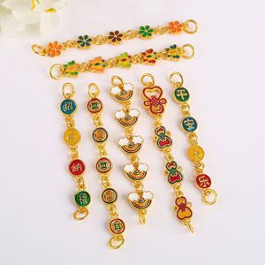 Bracelet chaîne émail arc-en-ciel traditionnel avec pendentif pour la bonne fortune, la paix et la joie – Matériaux de bijoux DIY en gros, perles métalliques - Product Image 1