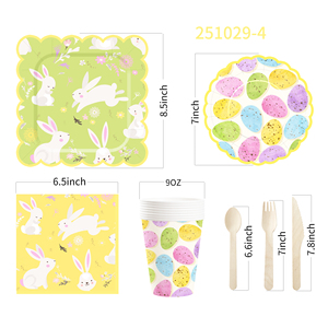 Juego de Vajilla Desechable para Fiesta Temática de Pascua DAMAI, Platos de Papel, Servilletas, Mantel, con Diseño de Conejito y Huevo de Pascua - Product Image 5