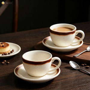 Lots en gros d'usine – Tasses à expresso en céramique brillante personnalisées de 70 ml avec cuillère pour le petit-déjeuner à domicile, la vente au détail et la revente - Product Image 3
