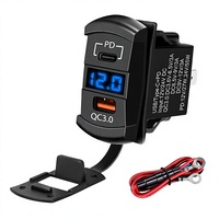 Araba Rocker Anahtarı Prizi 36W QC3.0 USB-A Girişi 55W PD Girişi Şarj Soketi LED Voltmetre 12V/24V RV Tekne