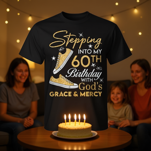 Camiseta para celebrar mi 60.º cumpleaños con la gracia y la misericordia de Dios - Product Image 3