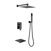 Robinets de douche d'hôtel finition noire mate robinet de bain d'eau chaude et froide cascade de remplissage de baignoire mélangeur de douche de bain en laiton