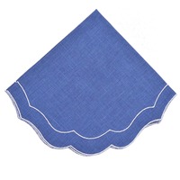 Décoration de table de mariage vintage, sets de table en lin blanc à bordure festonnée, bordure verte cousue, sets de table en tissu réutilisables pour cocktails