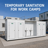Cabine de toilette modulaire directe usine avec urinoir en céramique et lavabo éclairé pour chantier de construction