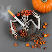 Cendrier Crâne Fleurissant Personnalisé pour Halloween – Cadeau Tendance et Cool pour Hommes – Décoration de Bureau et Ornement Domestique en Résine Style Européen