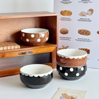 Bol vintage fait main à pois Lelyi. Bol à manger créatif pour la maison, petit bol en céramique, dessin animé
