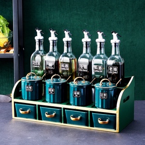 Estante de Almacenamiento de Especias para Cocina Estilo Europeo, Recipiente de Cerámica para Condimentos, Botella de Vidrio para Aceite y Vinagre, Tarro para Esencia de <span class=keywords><strong>Pollo</strong></span> Salado - Product Image 1