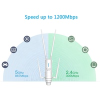 Wavlink WN572HP3 WING 12M AC1200 Point d'accès/Extenseur de portée/Mesh sans fil extérieur double bande haute puissance avec PoE passif et antennes