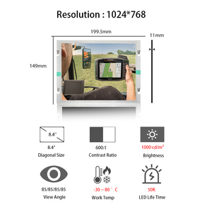 8.4 <span class=keywords><strong>inch</strong></span> Kyocera TCG084XGLAAPNN-AN00-S 1024x768 LVDS độ sáng cao 1200nits IPS <span class=keywords><strong>TFT</strong></span> <span class=keywords><strong>LCD</strong></span> màn hình hiển thị <span class=keywords><strong>LCD</strong></span> Bảng điều chỉnh - Product Image 3