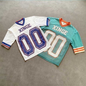 Maillot de football respirant à col en V et manches courtes avec logo graphique personnalisé 2026, maillot de basketball décontracté unisexe, t-shirt court et ample - Product Image 3