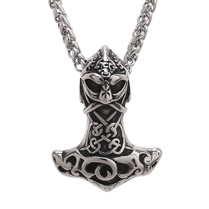 Collier Viking en Acier Inoxydable 316L avec Pendentif Marteau de <span class=keywords><strong>Thor</strong></span>, Bijoux Punk, Longueur de Chaîne Personnalisable pour Hommes, Vente en Gros - Product Image 1