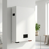 Système de stockage d'énergie domestique intelligent BMS mural LFP 5,12 kWh 6000 cycles, batterie de secours pour système solaire photovoltaïque hybride avec onduleur et communication CAN