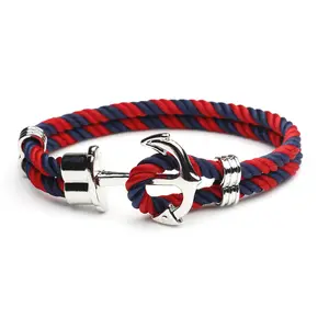 New Design Factory Men Charm Bracelets Wholesale High Quality Handmade Rope Cord Anchor Bracelets