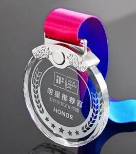 Medallas Deportivas Redondas de Cristal Transparente Personalizadas, Medallas de Cristal con Acabado Pulido Duradero, Grabado Personalizado y Cinta para Regalos - Product Image 4