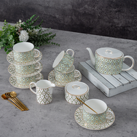 Service à café de luxe en porcelaine fine, 15 pièces, coffret cadeau personnalisé, service à thé de l'après-midi pour la table de haute qualité, vente en gros