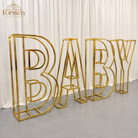 Support de lettres dorées en acier inoxydable pour décoration de toile de fond de baby shower, mariage et événements