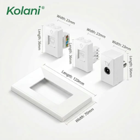 Placa de pared multimedia de montaje oculto Kolani 120 de triple módulo, con tomas Cat6 LAN + Teléfono + TV, panel de PC blanco brillante para audio y video