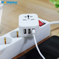 Adaptador de Enchufe Tipo E/F Worldplug, 10A, 3 USB, Habilitado para SDK, Convertidor de Enchufe Europeo DE con Tecnología NFC