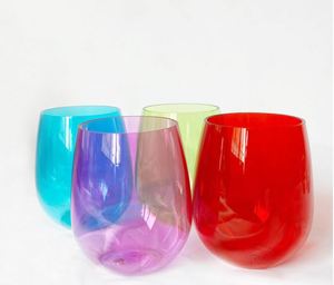 Copas de Vino Tinto sin Tallo de 450 ml con Logotipo Personalizado, de Vidrio Seguro, Reutilizables, Irrompibles, de Tritán, Acrílico, Plástico PET, para Fiestas - Product Image 3