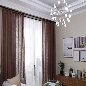 Nueva cortina elegante estilo europeo y americano, tamaño personalizado, poliéster, lino, larga, Premium, cortina transparente para el hogar - Product Image 2