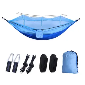 Hammock camp Factory customized outdoor camping hammock with mosquito net 210T nylon advertising inflatable 200KG capacity