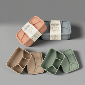 Lonchera Infantil de Silicona de Lujo a Prueba de Fugas con Diseño Bento de 4 Compartimentos, Apta para Lavavajillas y Ecológica para Guardar Refrigerios Escolares - Product Image 5