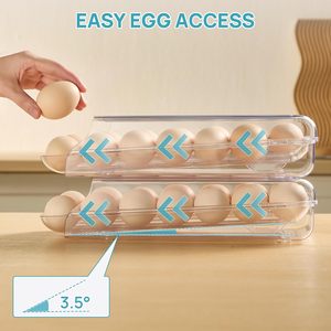 Caja de Almacenamiento de Huevos Transparente Rectangular de Plástico Moldeado por Inyección, Cesta Apilable para Refrigerador, Conservación de Frescura, 3-6L - Product Image 5