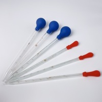 Burette de verre 0.5ml 1ml 2ml 3ml 5ml 10ml Pipette liquide Pasteur en verre compte-gouttes graduée avec tête d'ampoule en caoutchouc