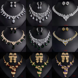 250928 Conjuntos de Joyería de Lujo para Banquete de Bodas Venta al por Mayor Estilos Múltiples de Collar y Aretes de Circonita Cúbica para Mujer Joyería de Moda - Product Image 1
