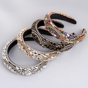 Hua Liyu Bandeau baroque en cristal pour femme, accessoires de cheveux de mariée en forme de S, blanc, or, noir, coloré HH0173 - Product Image 2