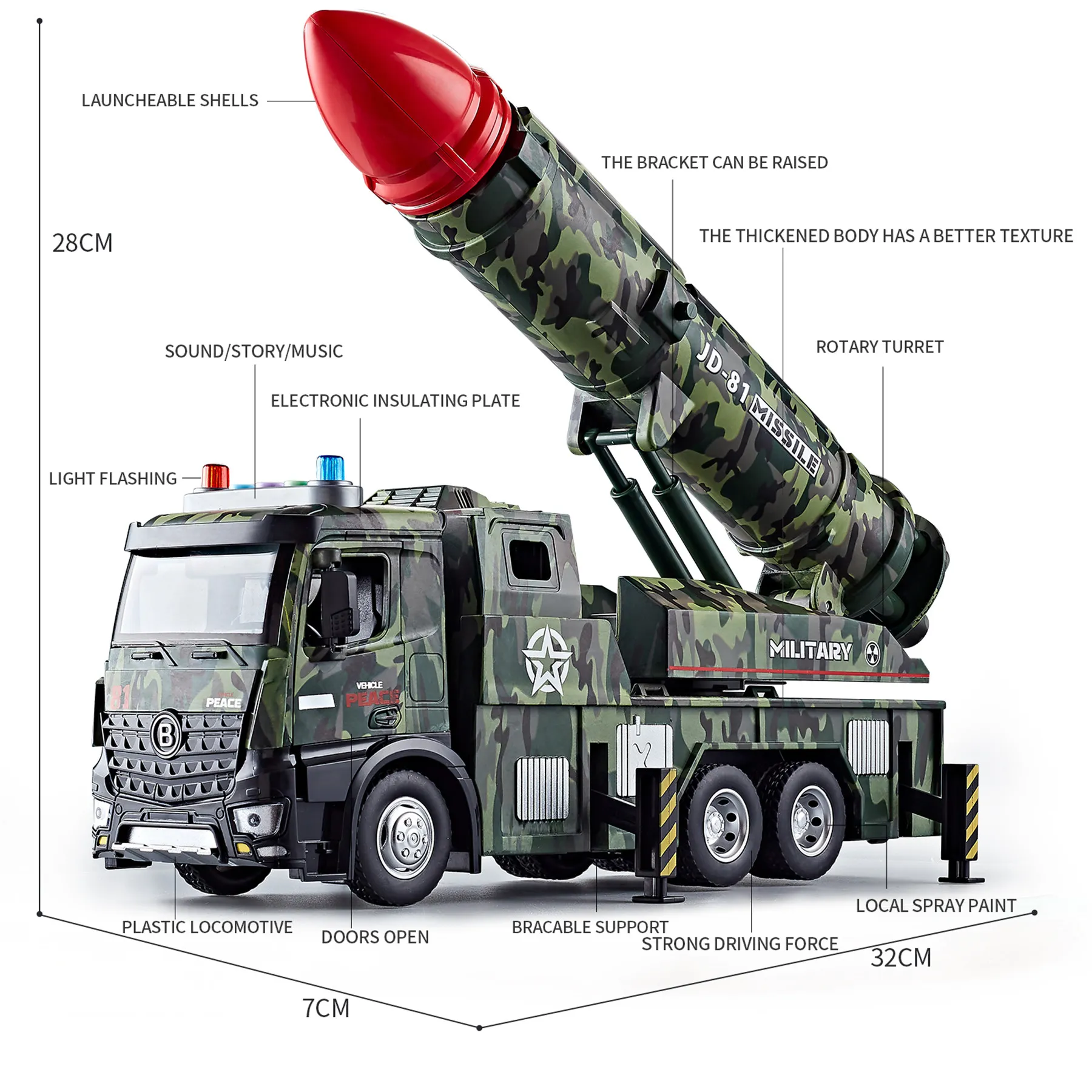 Model peluncur rudal front end logam campuran untuk kendaraan militer rudal pertahanan udara