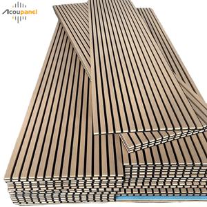 木材スラット吸音壁パネル（木目調MDFボード使用、90％の騒音低減、耐火性） - Product Image 4