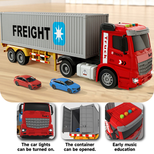 Venta caliente Niños 1:16 Escala Fricción Vehículo Simulación Contenedor Transporte Coche Camión Juguete Con Música Luz - Product Image 2