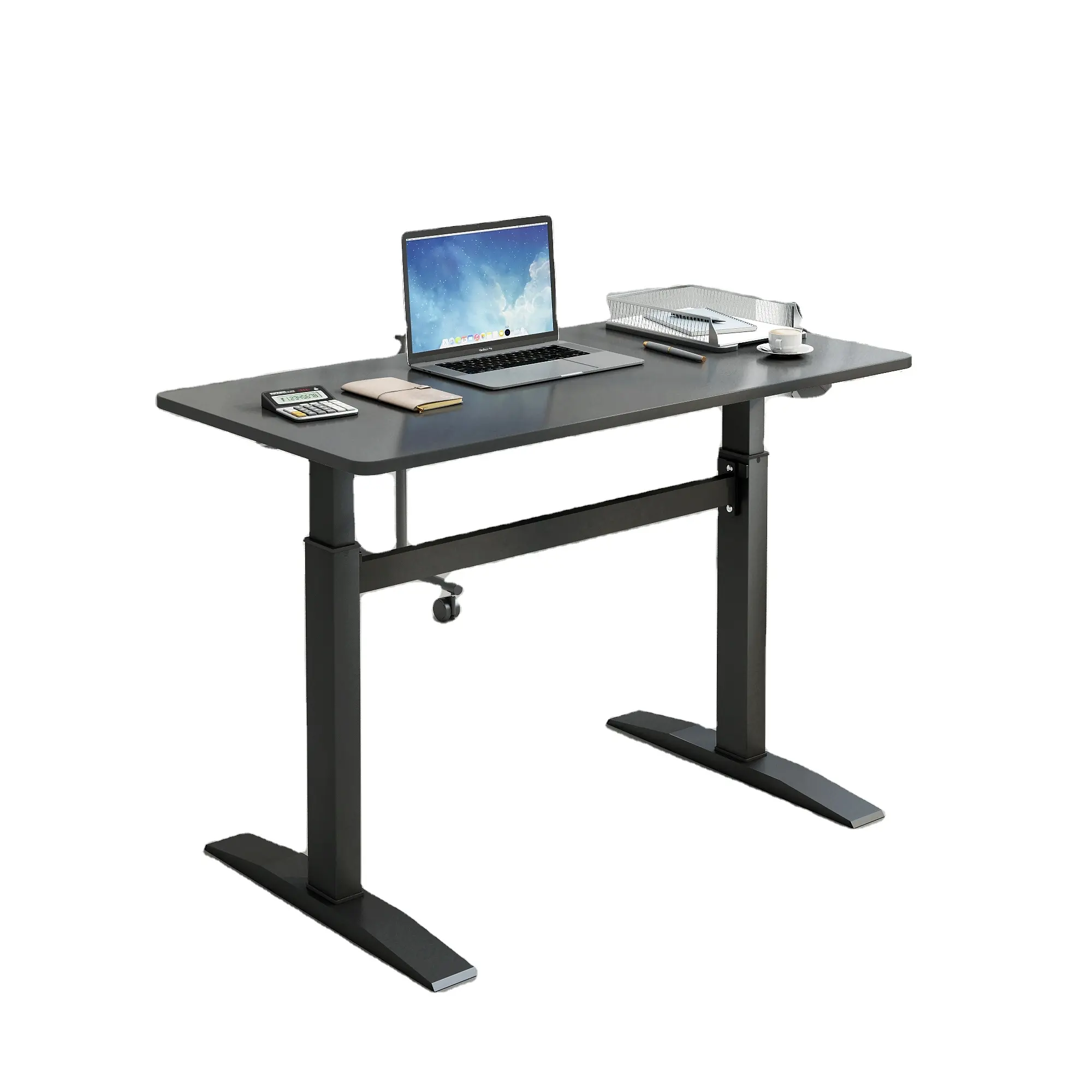 Mesa de escritorio de ordenador portátil con elevador de resorte de gas móvil ajustable de altura neumática de dos patas