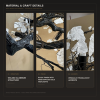 Lustre en forme de branche d'arbre personnalisé, luminaire suspendu en cristal, design organique, 13 lumières LED G9 pour salle à manger, salon, villa, hôtel